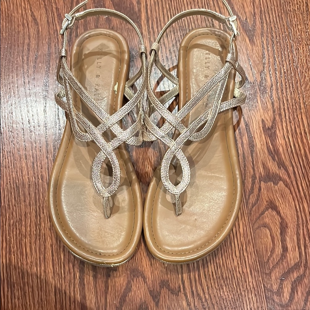 Kelly & Katie Gold Strappy Sandals with Ankle Straps